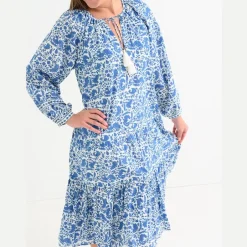 Pomegranate Inc Amaranth Blue Belted Tiered Prairie Dress^ Everyday Dresses