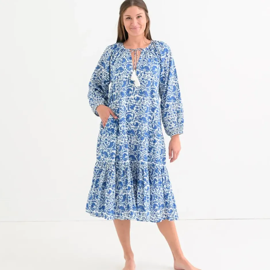 Pomegranate Inc Amaranth Blue Belted Tiered Prairie Dress^ Everyday Dresses