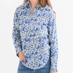 Pomegranate Inc Amaranth Blue Button Down Blouse^ Tops & Tunics
