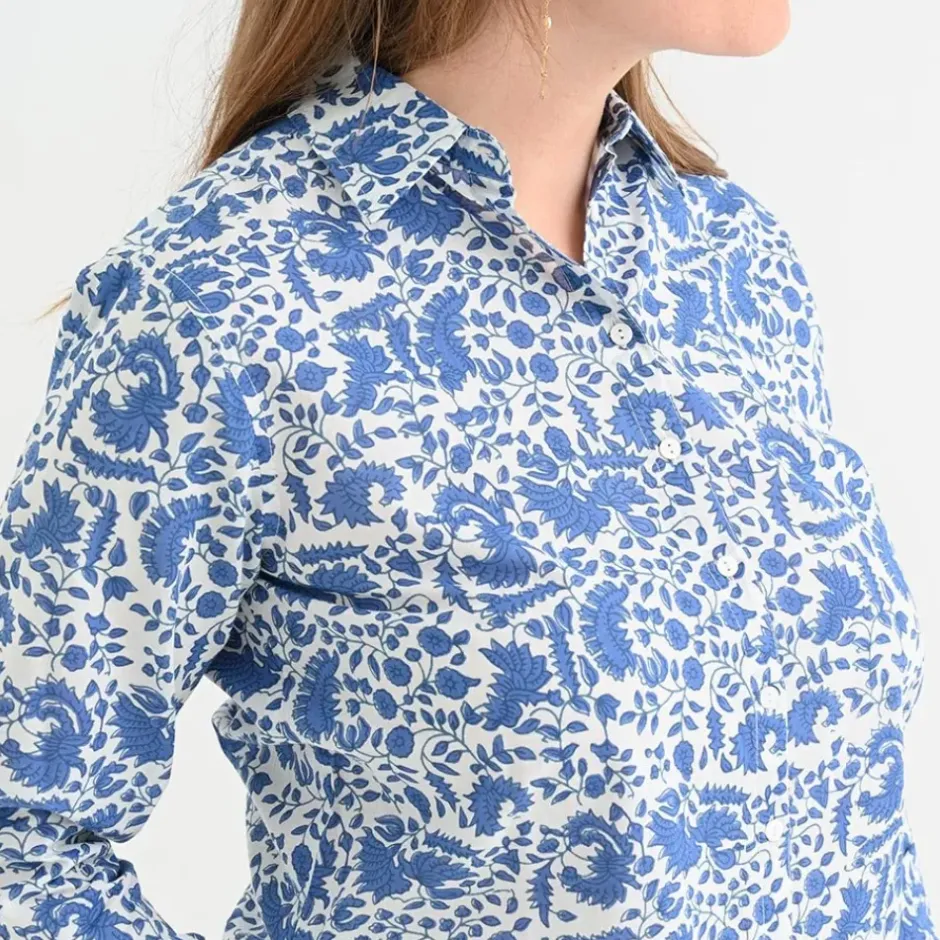 Pomegranate Inc Amaranth Blue Button Down Blouse^ Tops & Tunics