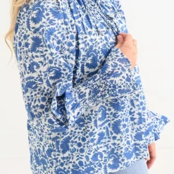 Pomegranate Inc Amaranth Blue Flounce Sleeve Blouse^ Tops & Tunics