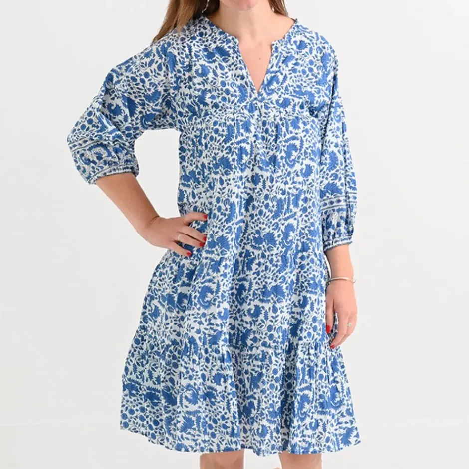 Pomegranate Inc Amaranth Blue Slit Neck Shift Dress^ Everyday Dresses