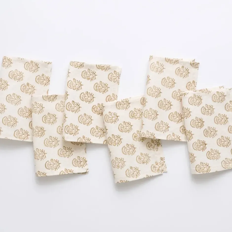Pomegranate Inc Anika Beige Cocktail Napkins | Set of 6^ Cocktail Napkins