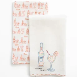 Pomegranate Inc Aperol Spritz Linen Tea Towels^ Tea Towels
