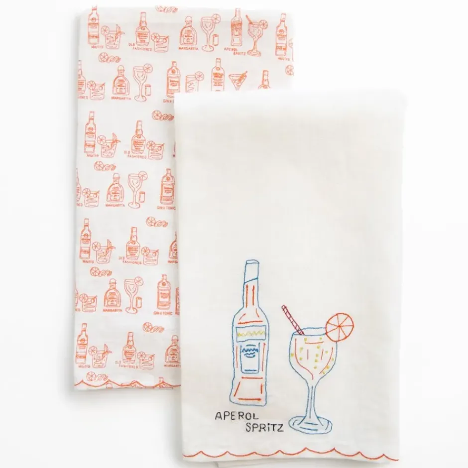 Pomegranate Inc Aperol Spritz Linen Tea Towels^ Tea Towels