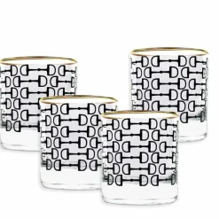 Pomegranate Inc Black Pony Club Bourbon Glass | Set of 4^ Glassware & Barware