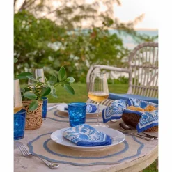 Pomegranate Inc Blue Scalloped Edge Natural Fiber Placemats | Set 4^ Woven Placemats