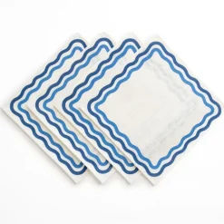 Pomegranate Inc Blue Square Wave Placemat | Set of 4^ Woven Placemats