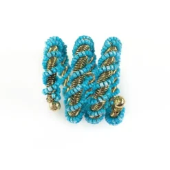 Pomegranate Inc Blue Wrapped Beaded Napkin Ring | Set of 4^ Napkin Rings