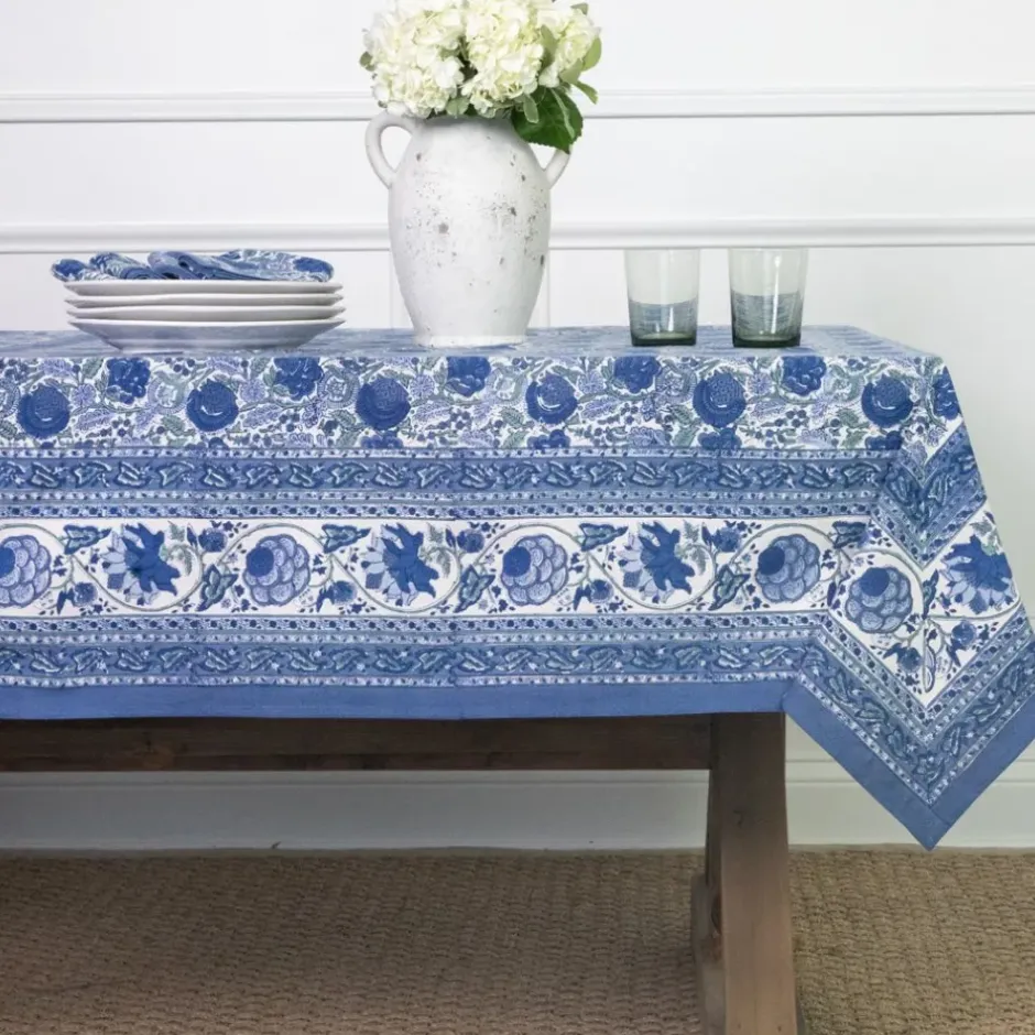 Pomegranate Inc Bohemian Floral Azure Blue & Aqua Tablecloth^ Tablecloths