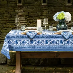 Pomegranate Inc Bohemian Floral Azure Blue & Aqua Tablecloth^ Tablecloths
