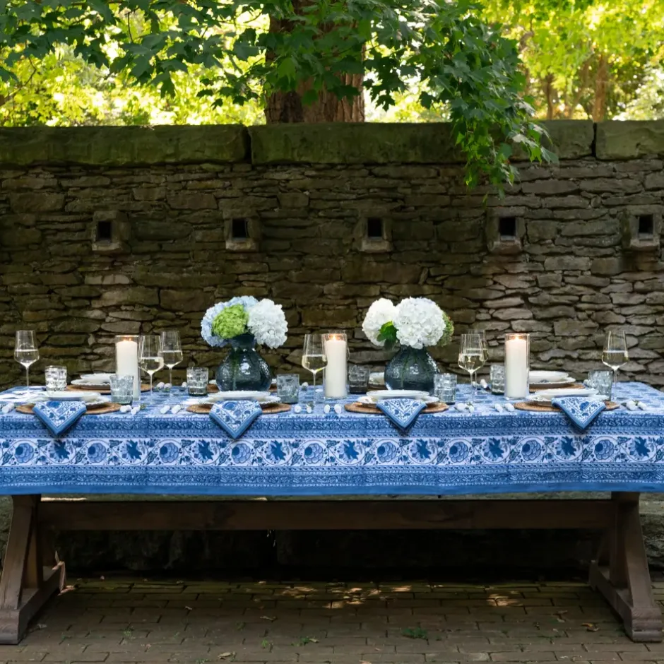 Pomegranate Inc Bohemian Floral Azure Blue & Aqua Tablecloth^ Tablecloths