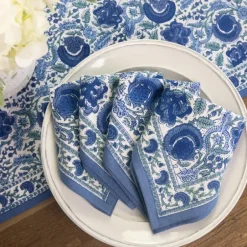 Pomegranate Inc Bohemian Floral Azure Blue & Aqua Napkin | Set of 4^ Napkins