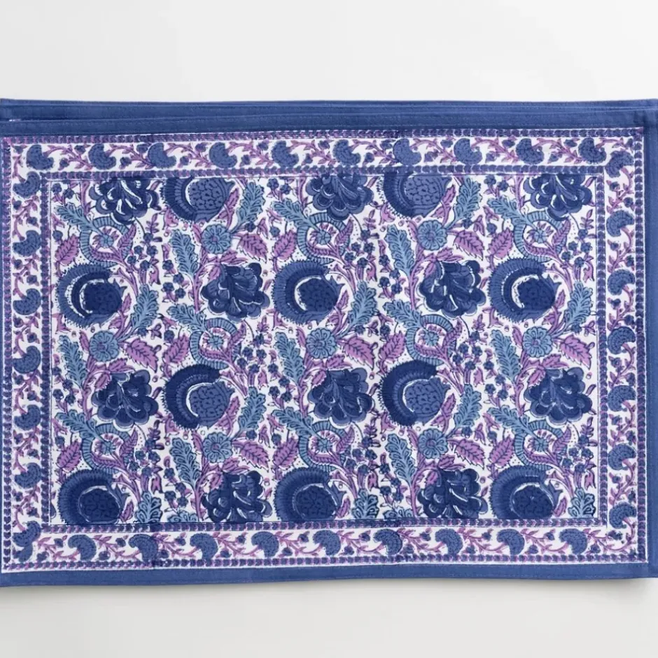 Pomegranate Inc Bohemian Floral Blues & Purple Placemat | Set of 4^ Printed Placemats