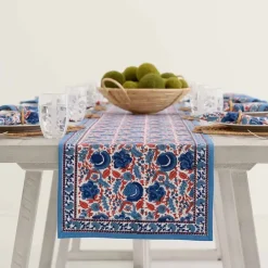 Pomegranate Inc Bohemian Floral Blues & Paprika Table Runner^ Table Runners