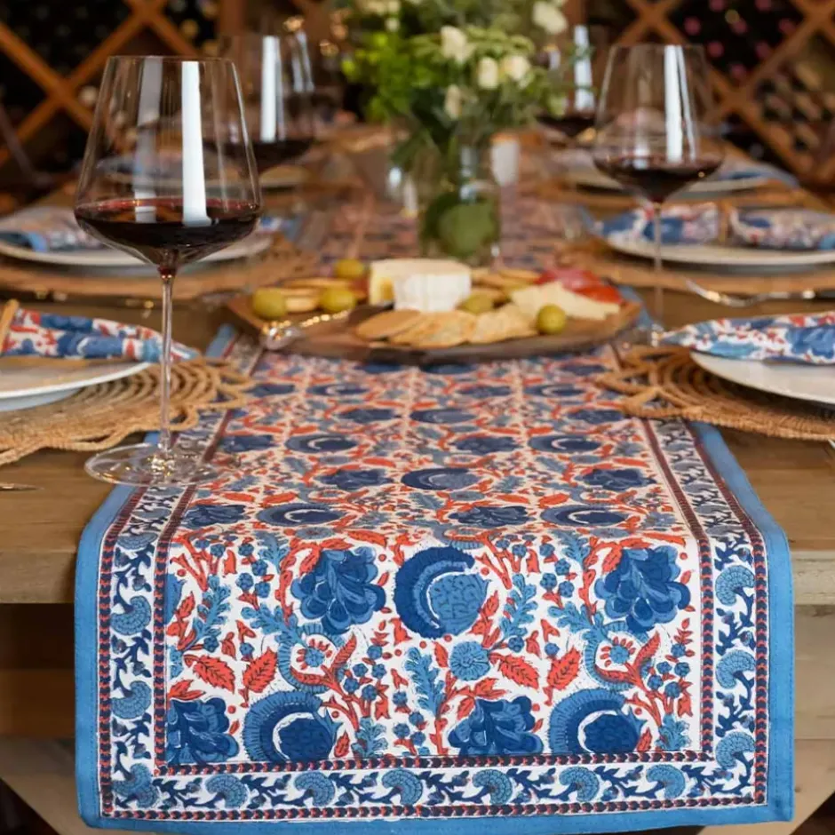 Pomegranate Inc Bohemian Floral Blues & Paprika Table Runner^ Table Runners