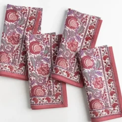 Pomegranate Inc Bohemian Floral Dusty Rose Napkin | Set of 4^ Napkins