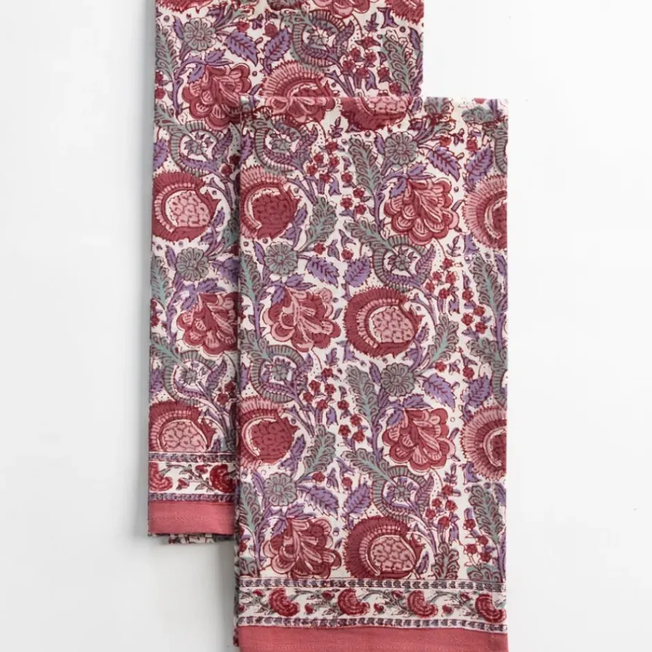 Pomegranate Inc Bohemian Floral Dusty Rose Tea Towels^ Tea Towels