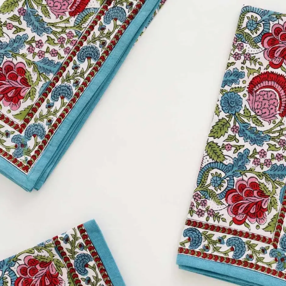 Pomegranate Inc Bohemian floral printed cotton napkins^ Napkins