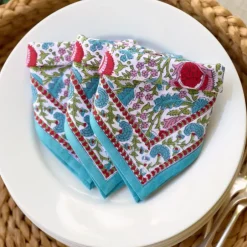 Pomegranate Inc Bohemian floral printed cotton napkins^ Napkins