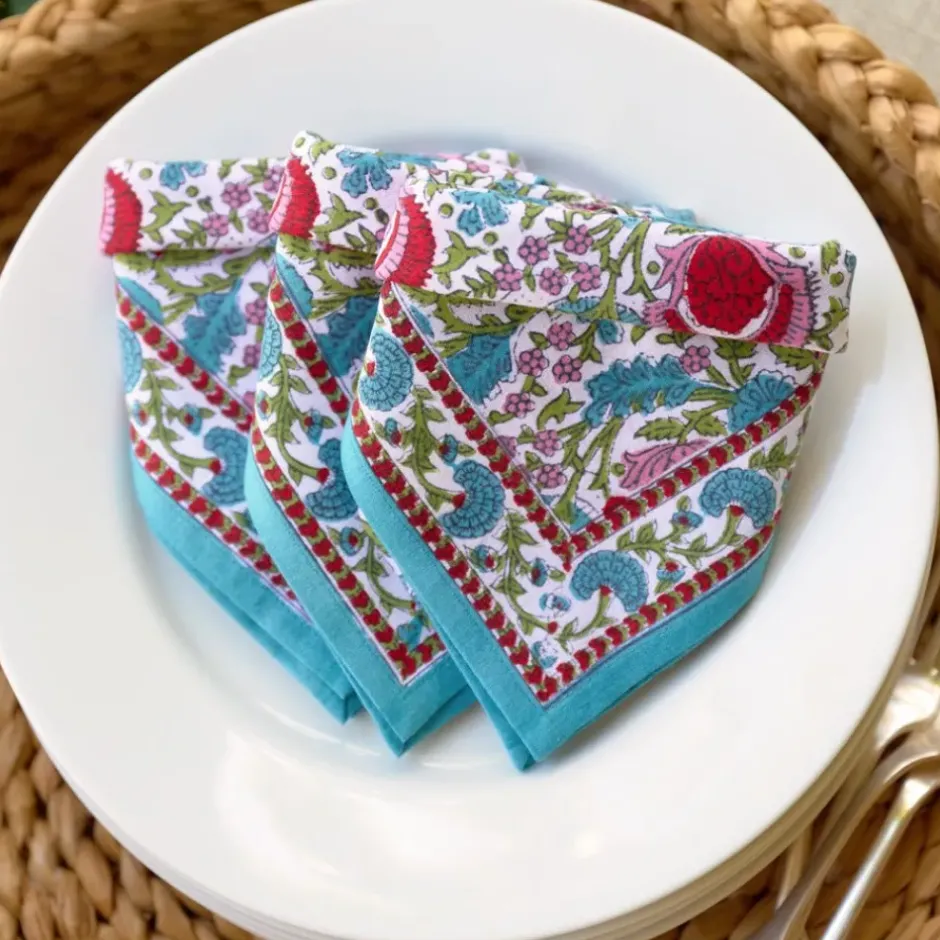 Pomegranate Inc Bohemian floral printed cotton napkins^ Napkins