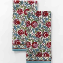 Pomegranate Inc Bohemian Floral Turquoise Tea Towels | Set of 2^ Tea Towels