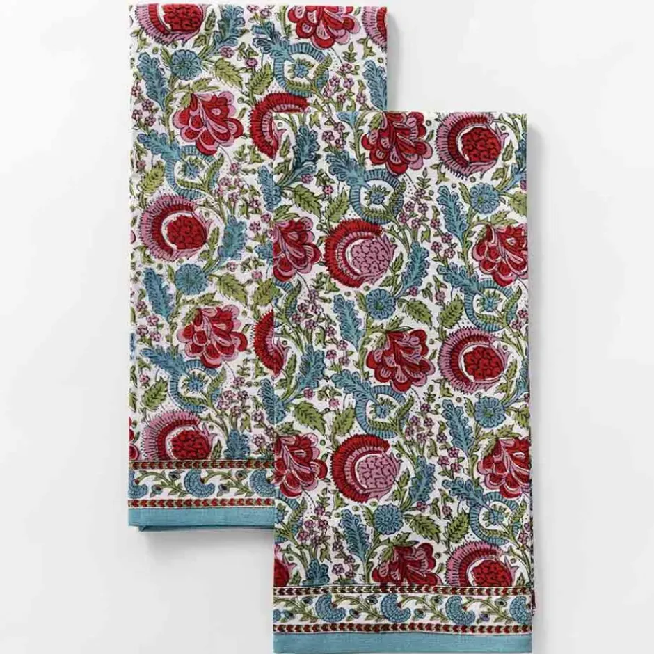 Pomegranate Inc Bohemian Floral Turquoise Tea Towels | Set of 2^ Tea Towels