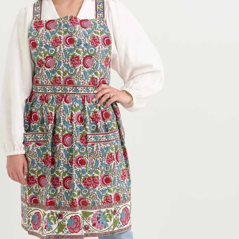 Pomegranate Inc Bohemian Floral Turquoise & Cranberry Apron^ Aprons
