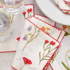 Pomegranate Inc Botanical Garden Linen Cocktail Napkin | Set of 4^ Cocktail Napkins