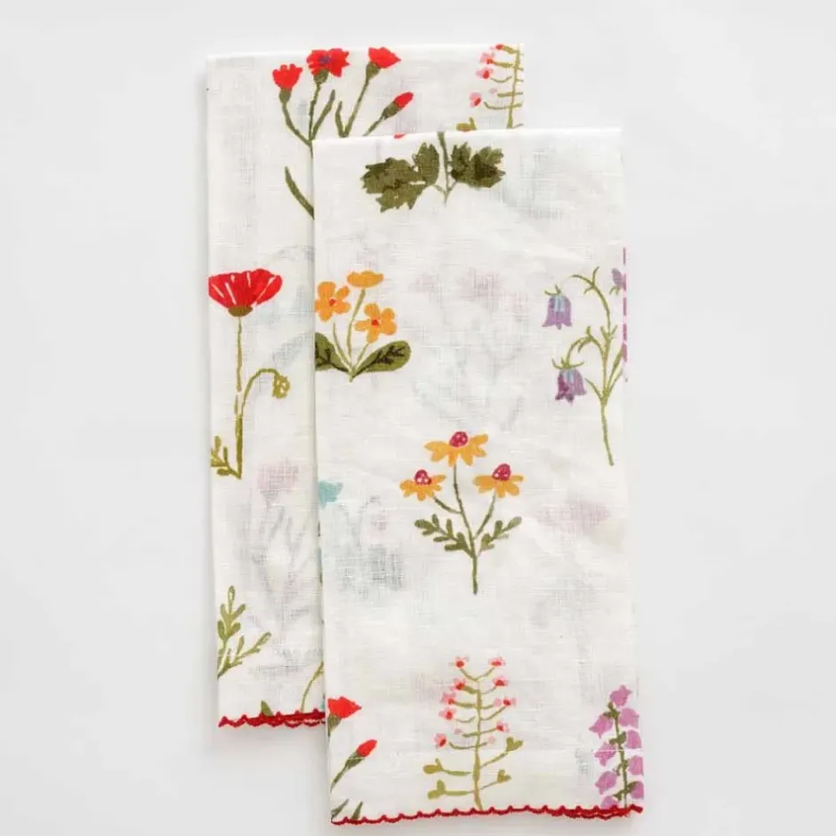Pomegranate Inc Botanical Garden Linen Fingertip Towels | Set of 2^ Tea Towels