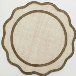 Pomegranate Inc Brown Scalloped Rice Paper Placemats^ Woven Placemats