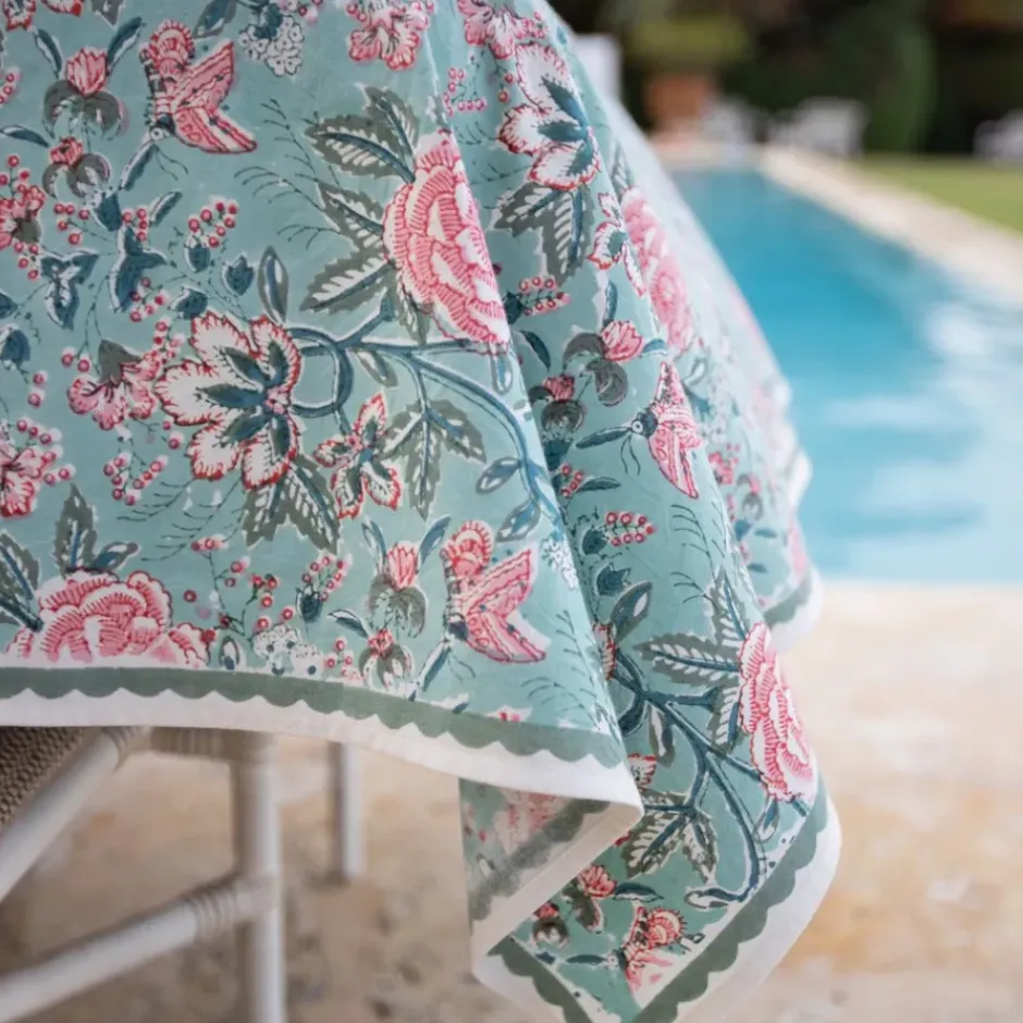 Pomegranate Inc Butterfly Garden Aqua & Rose Tablecloth^ Tablecloths
