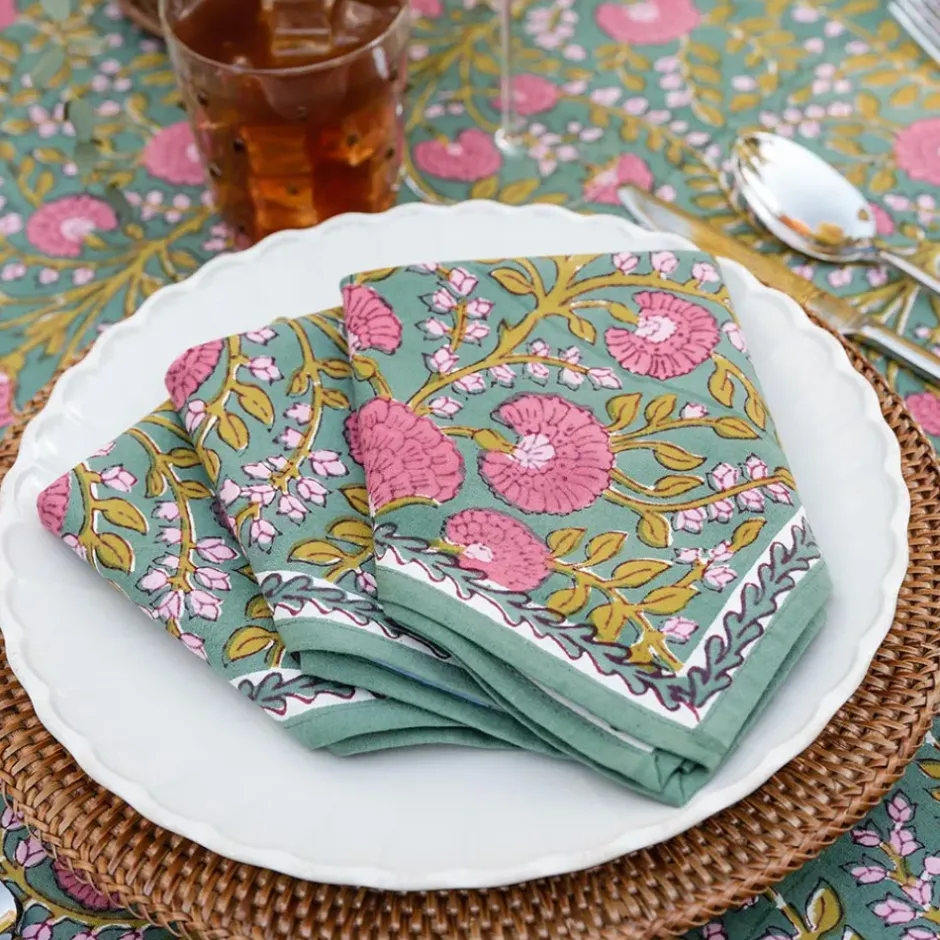 Pomegranate Inc Cactus Flower Jade Napkin | Set of 4^ Napkins