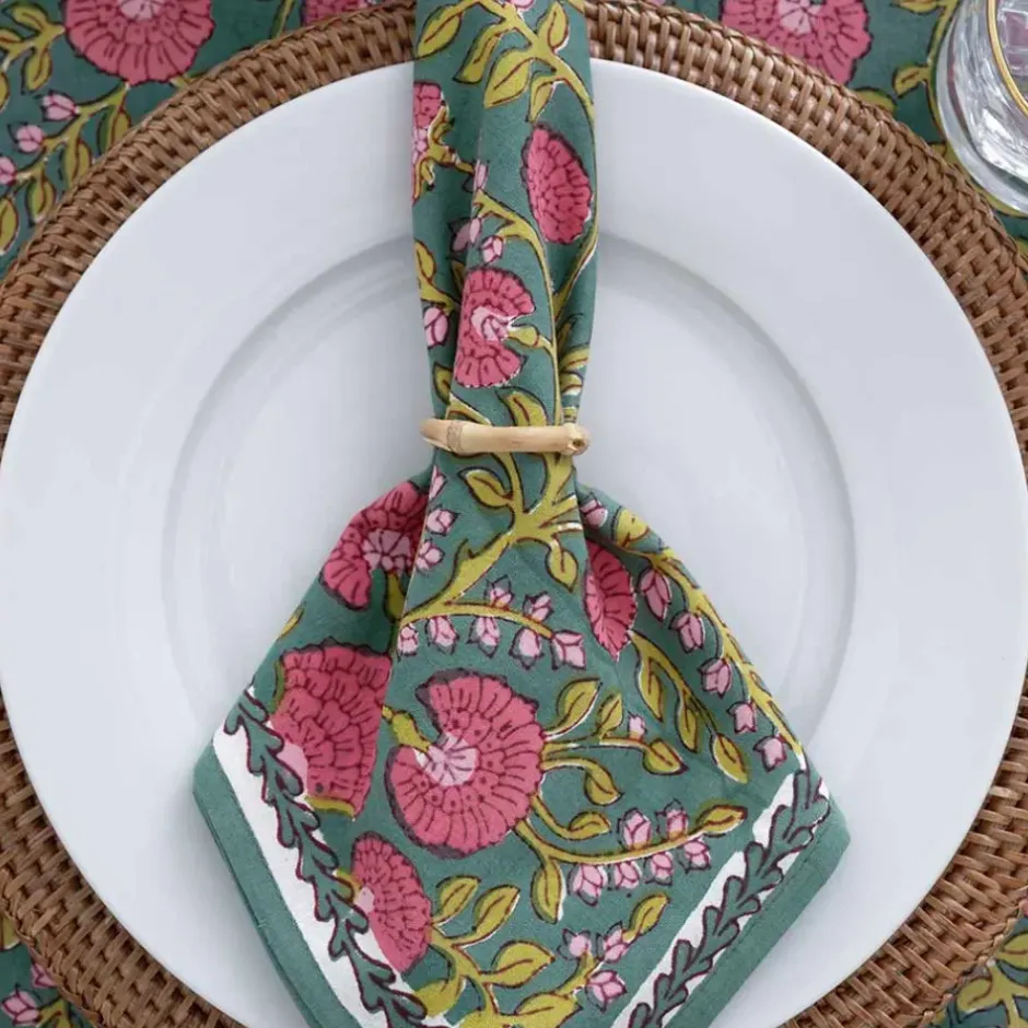 Pomegranate Inc Cactus Flower Jade Napkin | Set of 4^ Napkins