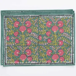 Pomegranate Inc Cactus Flower Jade Placemat | Set of 4^ Printed Placemats
