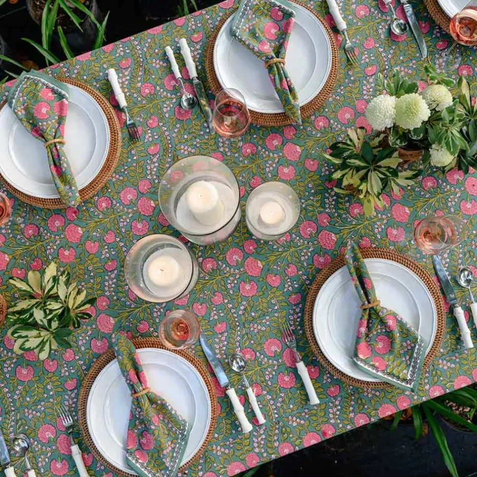 Pomegranate Inc Cactus Flower Jade Tablecloth^ Tablecloths
