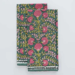 Pomegranate Inc Cactus Flower Jade Tea Towels^ Tea Towels