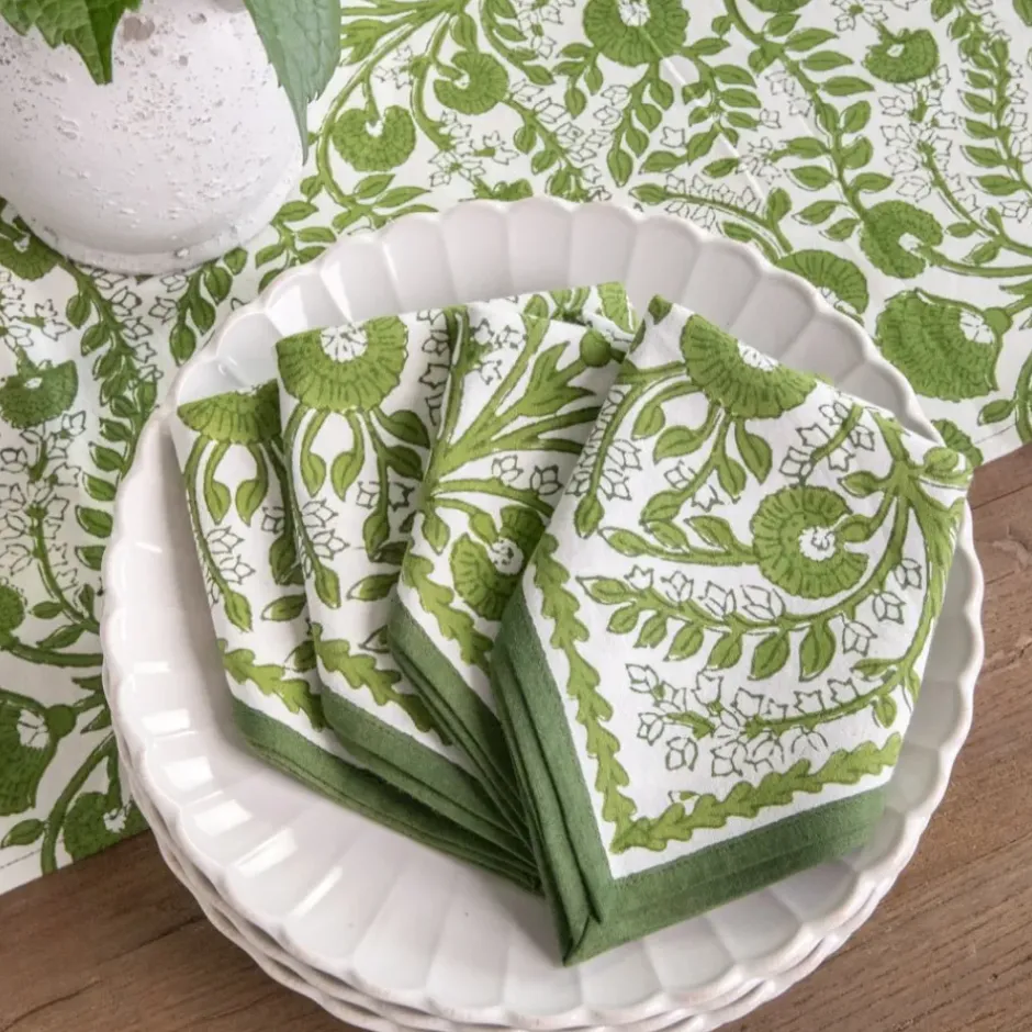 Pomegranate Inc Cactus Flower Lettuce Green Napkin | Set of 4^ Napkins