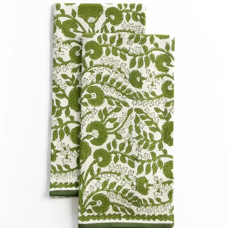 Pomegranate Inc Cactus Flower Lettuce Green Tea Towels^ Tea Towels