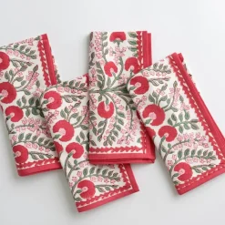 Pomegranate Inc Cactus Flower Scarlet & Rose Napkin | Set of 4^ Napkins