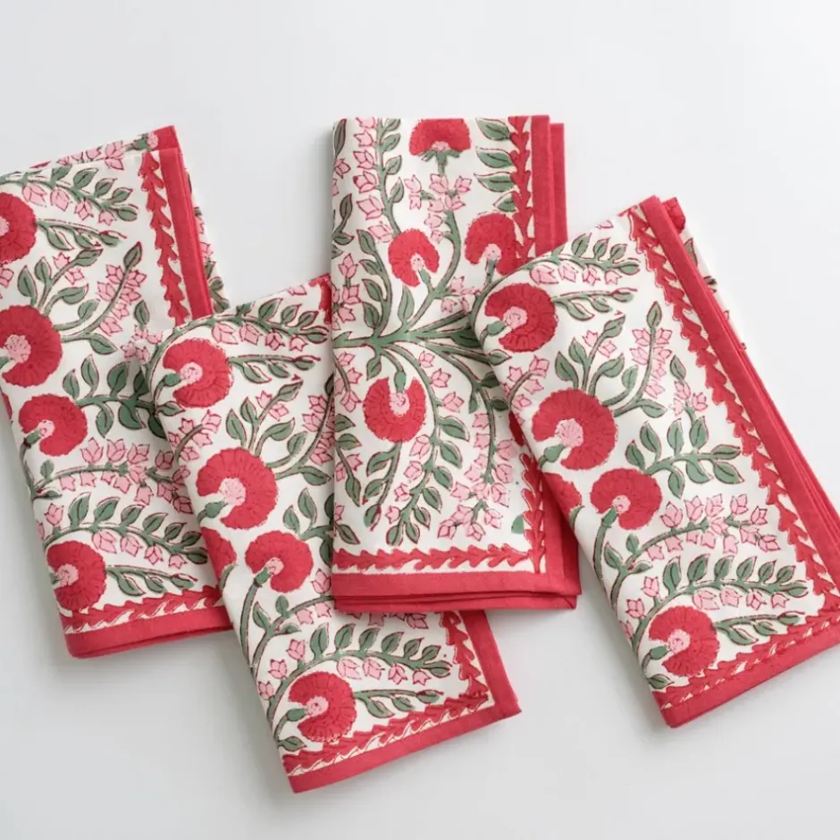 Pomegranate Inc Cactus Flower Scarlet & Rose Napkin | Set of 4^ Napkins