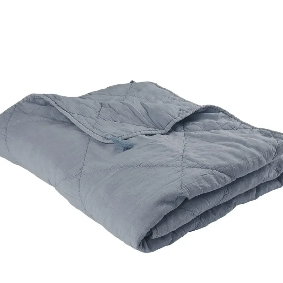 Pomegranate Inc Cadet Blue Cotton Throw^ Quilts, Pillows & Throws