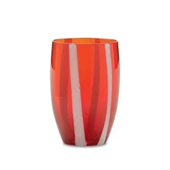Pomegranate Inc Candy Striped Drinking Glass- Cranberry Red^ Glassware & Barware