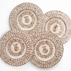 Pomegranate Inc Capiz Shell Pomegranate Charger Taupe | Set of 4^ Dinnerware