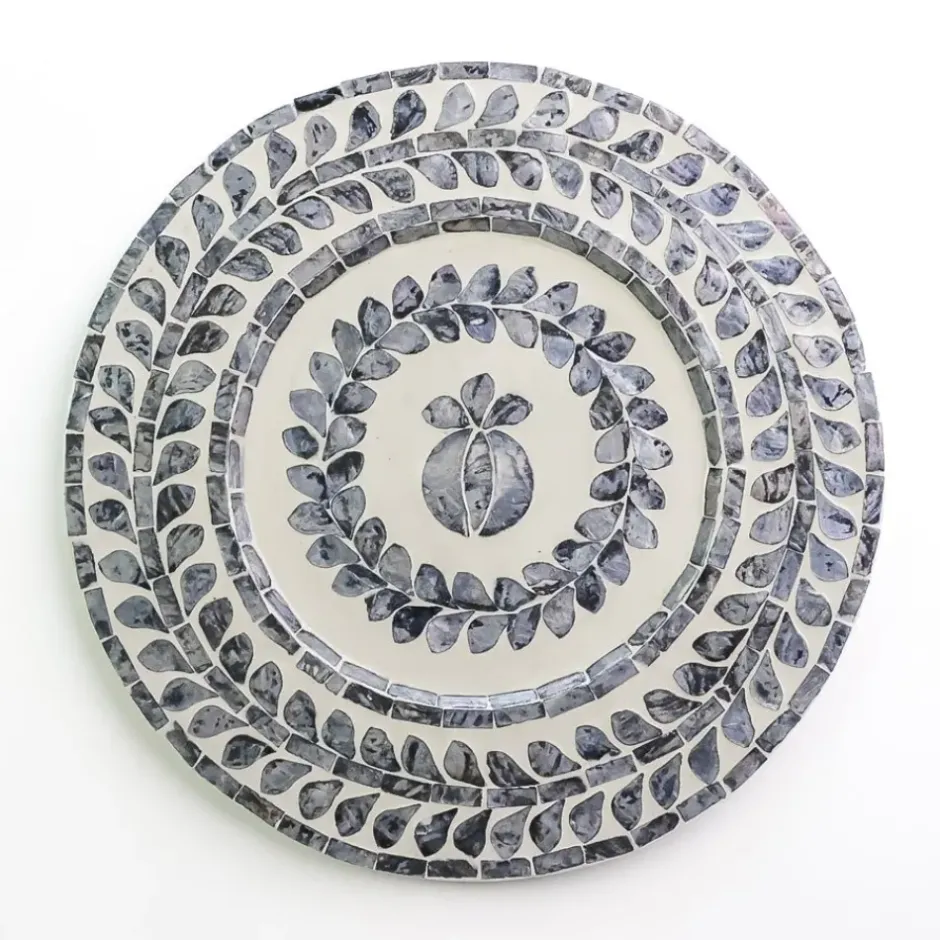 Pomegranate Inc Capiz Shell Pomegranate Charger Slate | Set of 4^ Dinnerware