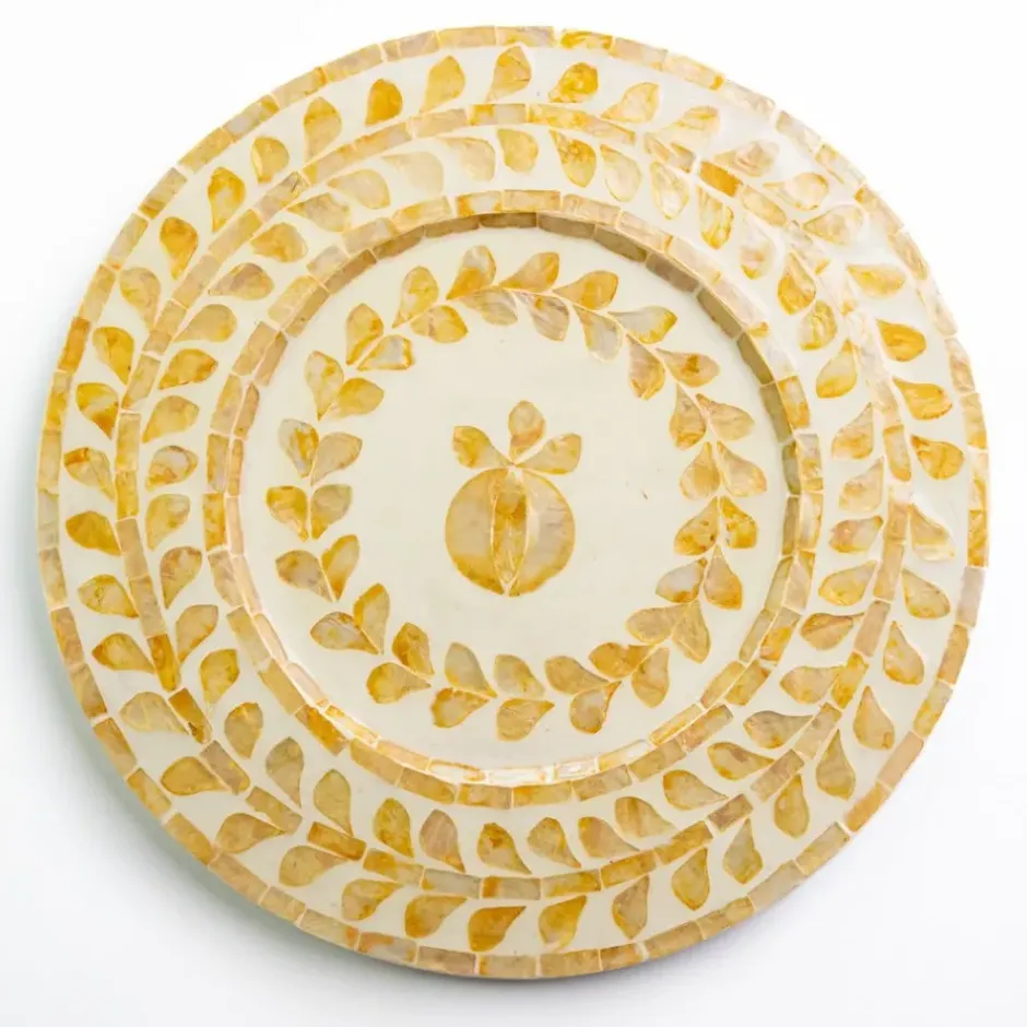 Pomegranate Inc Capiz Shell Pomegranate Charger Marigold | Set of 4^ Dinnerware