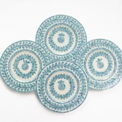 Pomegranate Inc Capiz Shell Pomegranate Charger Teal | Set of 4^ Dinnerware