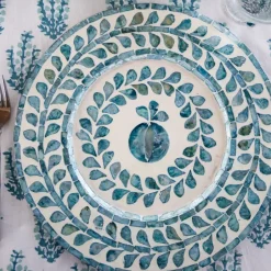 Pomegranate Inc Capiz Shell Pomegranate Charger Teal | Set of 4^ Dinnerware