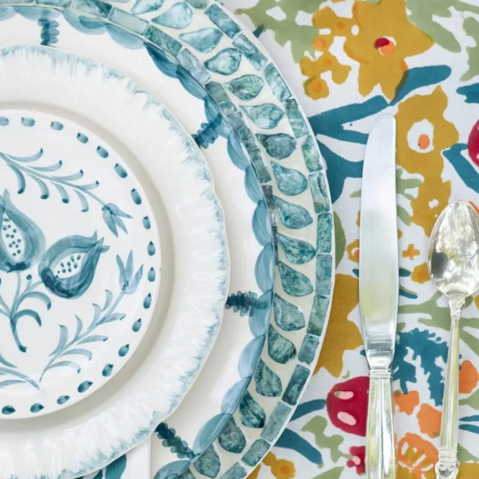 Pomegranate Inc Capiz Shell Pomegranate Charger Teal | Set of 4^ Dinnerware