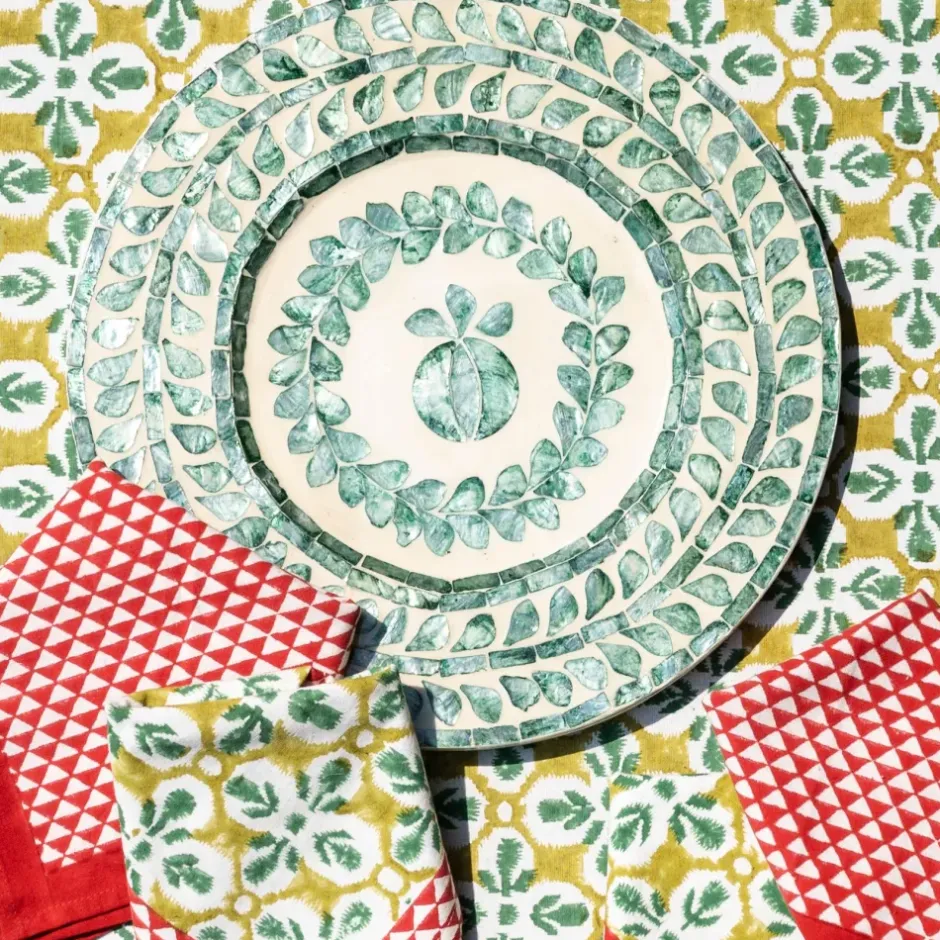 Pomegranate Inc Capiz Shell Pomegranate Charger Ivy | Set of 4^ Dinnerware
